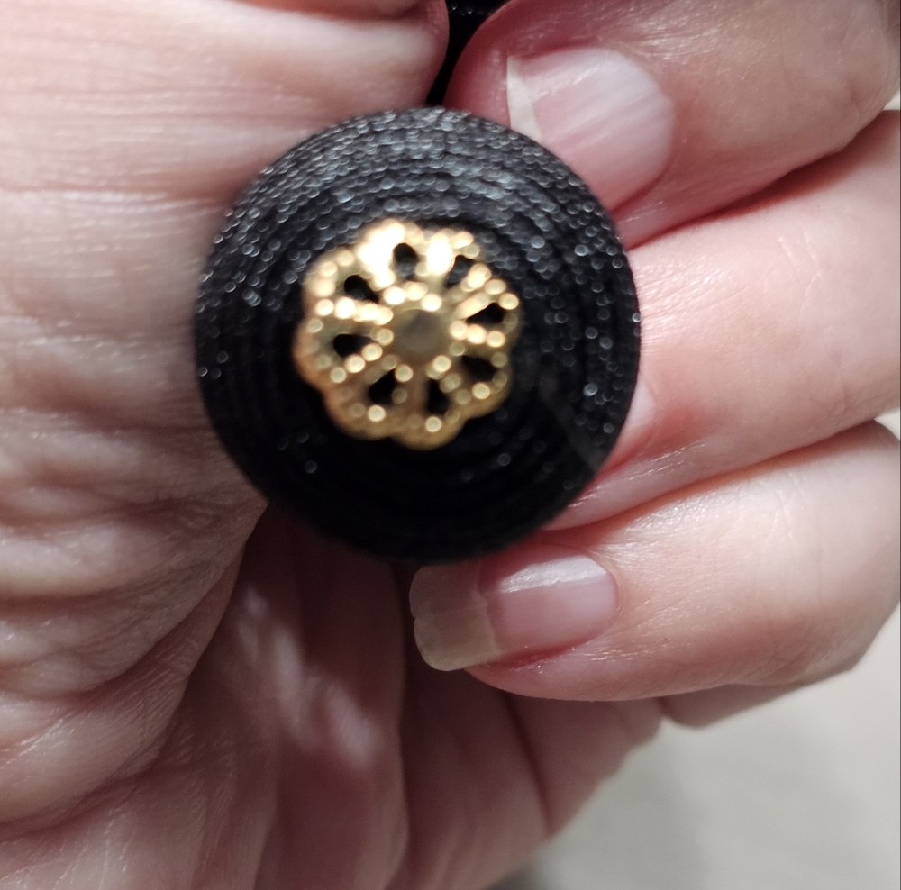 New 3 Tier Black Silk Thread Dangle Drop Ball Earrings - Picture 4 of 4